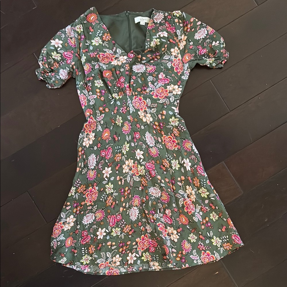 LOFT Floral Green Dress